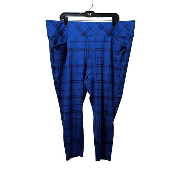 Torrid Studio Pull-On Pocket Pixie Skinny Pants Women’s 3X Blue Plaid Stretch - Picture 1 of 6